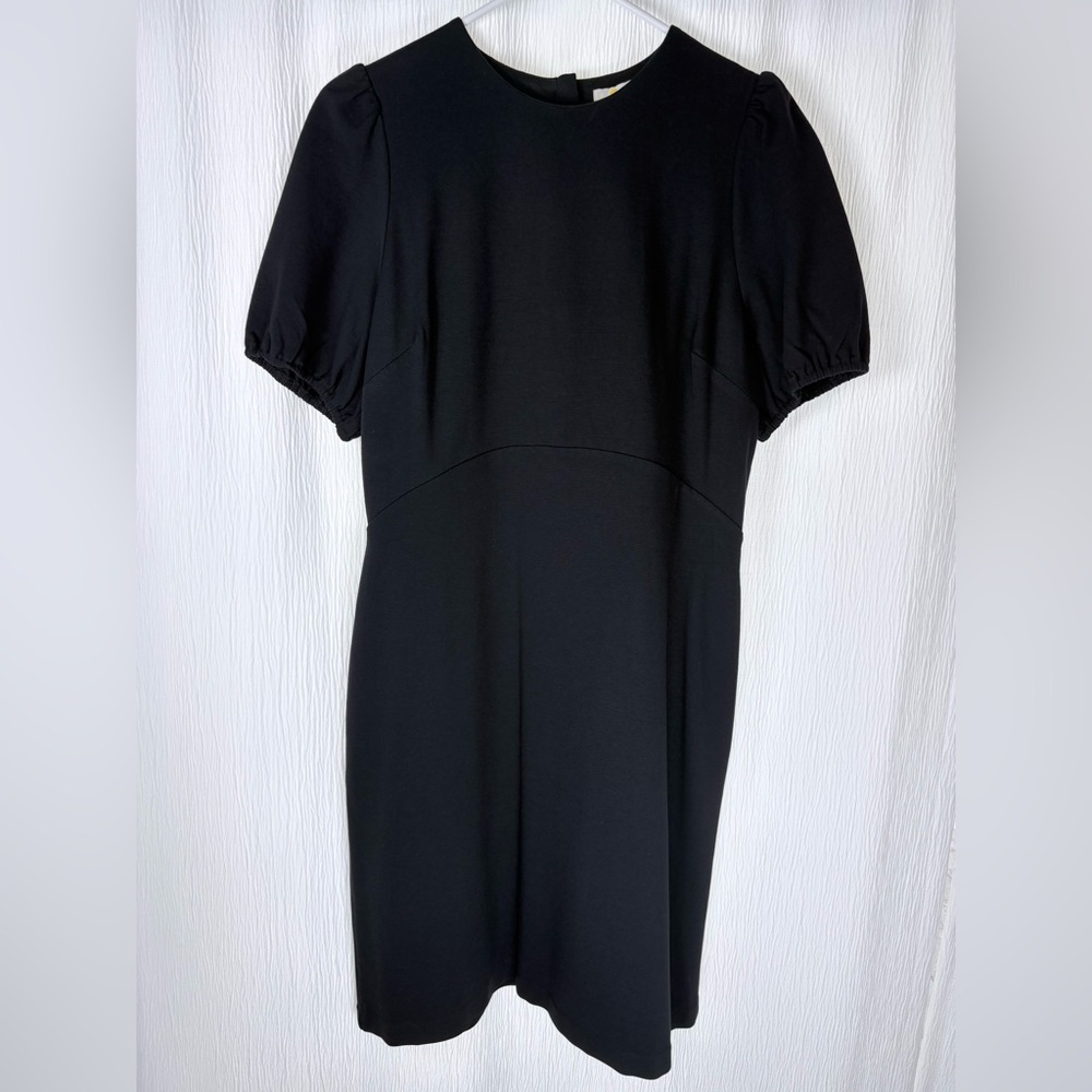 Boden Black Mini Dress with Open Back and Puff Sleeves, New, Size 10